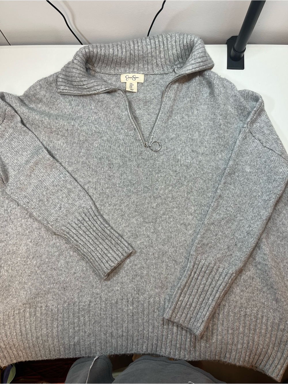 Jessica Simpson Gray Quarter Zip Knit Sweater